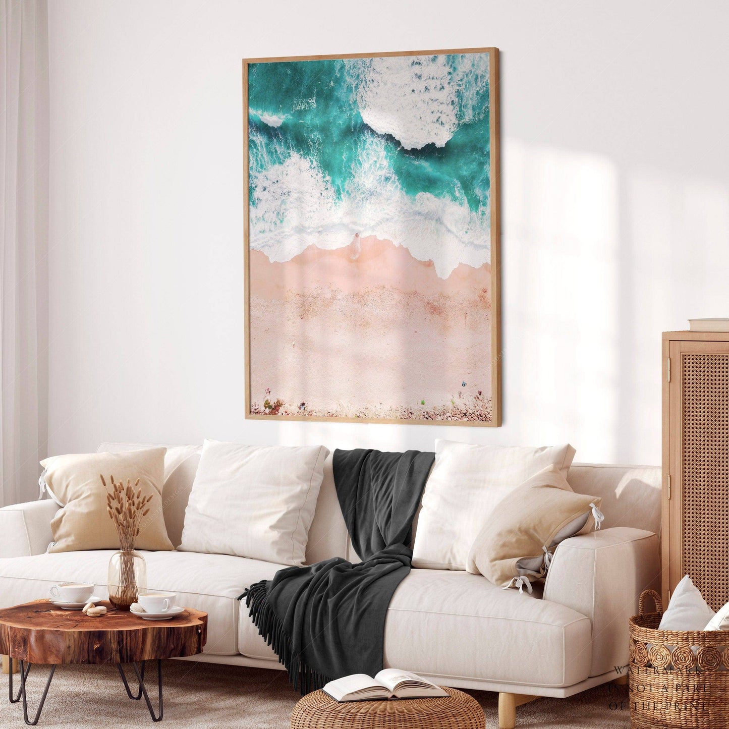 Beach Art Print, Ocean Poster, Aerial Beach Photo