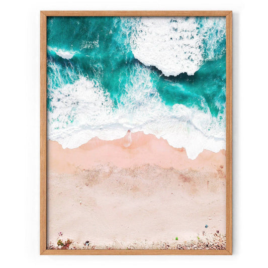 Beach Art Print, Ocean Poster, Aerial Beach Photo