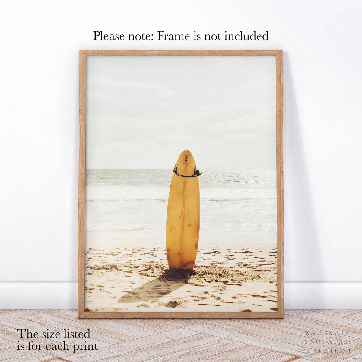 Beach Art Print, Set of 3 Prints, Surfboard Poster, Palm Tree, Sand photo