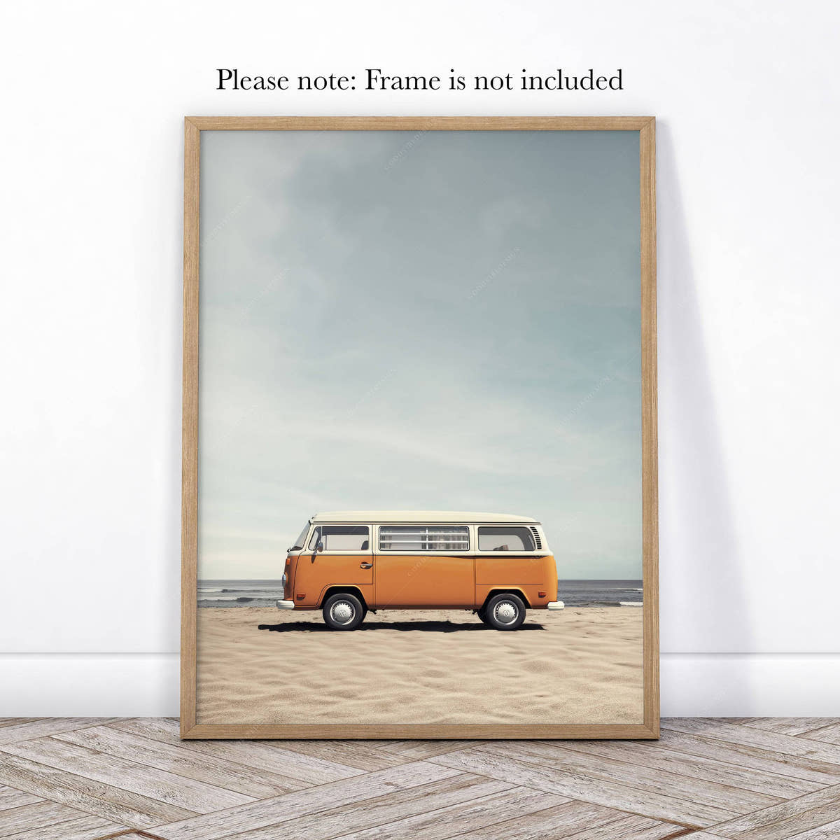 Beach Wall Art, Orange Van Print, Retro Wall Decor, Surf lover gift