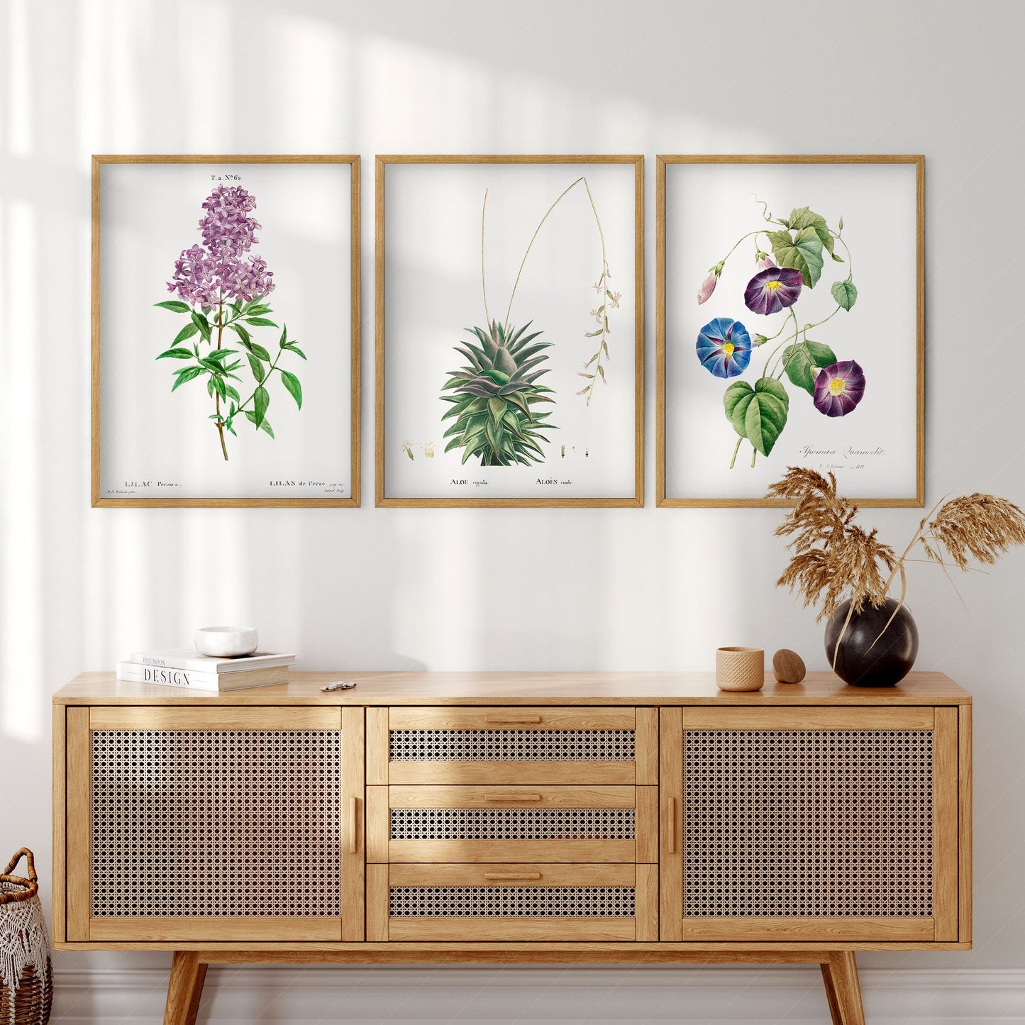 Botanical Gallery Wall Art, Set of 3 Prints, Antique Flowers Paintings 07