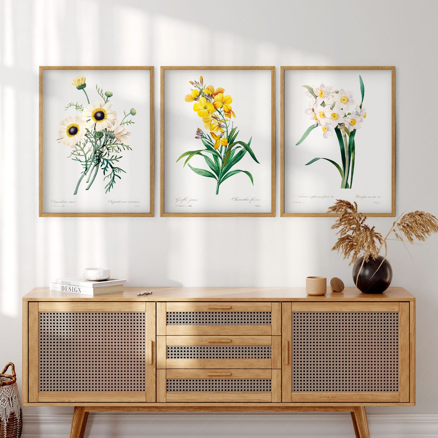 Botanical Gallery Wall, Set of 3 Prints, Antique Flower Paintings 02