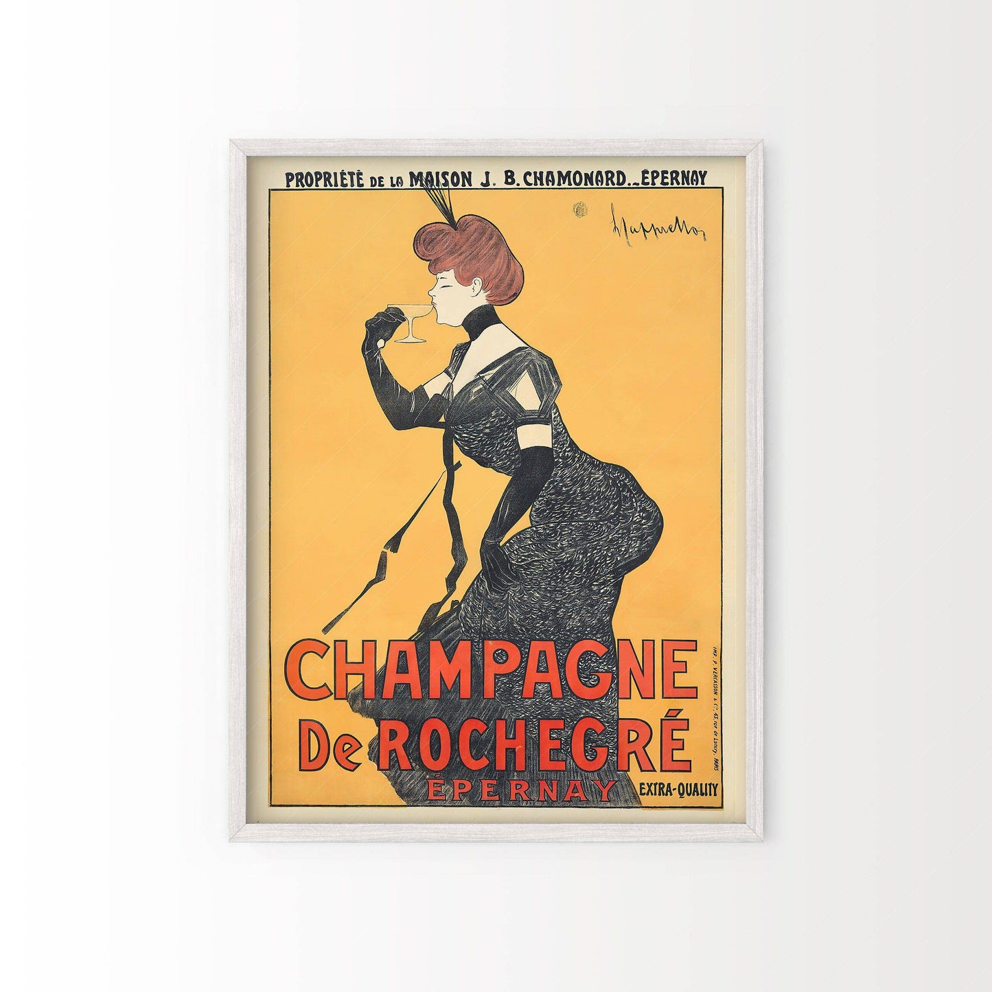 Champagne de Rochegre, Vintage Advertising, Drink Poster, Party Wall Decor