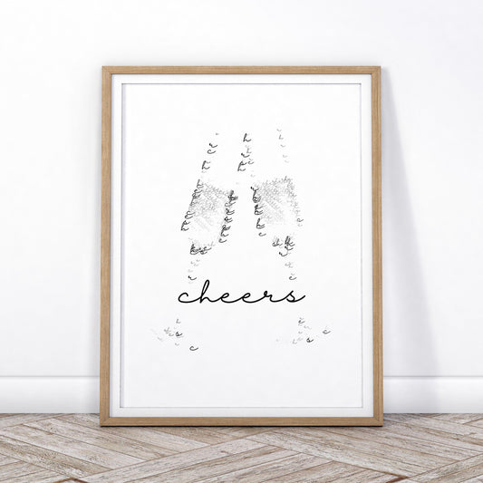 Cheers Sign, Celebration Poster, Above Bar Cart Wall Decor