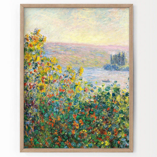 Claude Monet, Flower Beds at Vétheuil, Poppy Field, Famous Painting