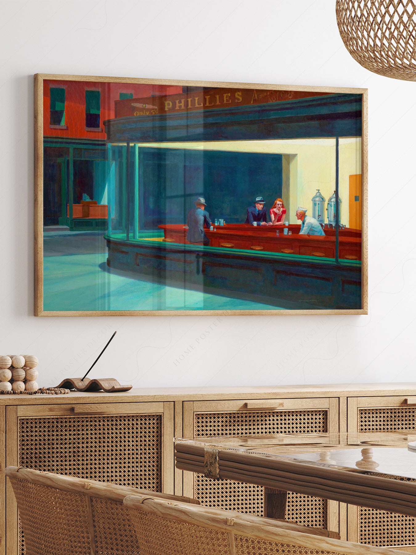Close-up of Edward Hopper Nighthawks archival print on Premium Matte Paper