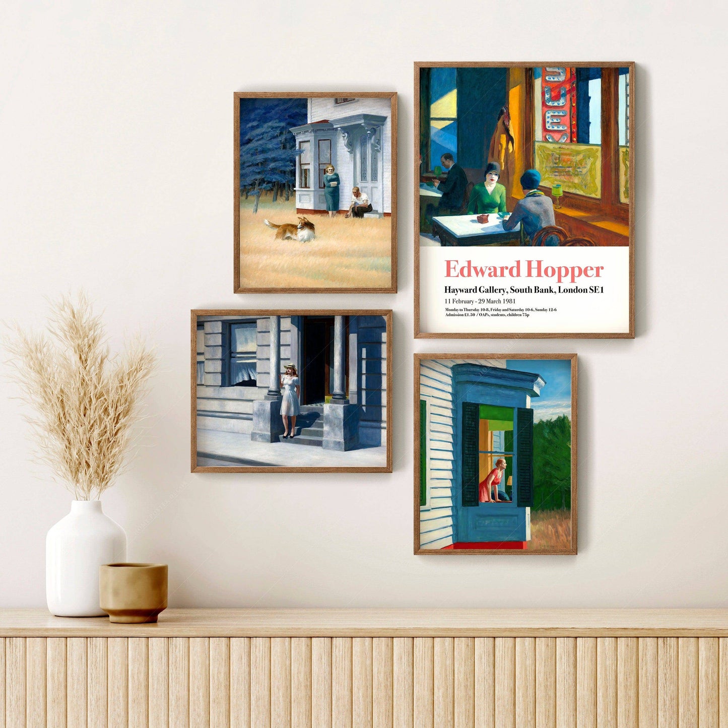 Edward Hopper, Set 4 Prints, Cape Cod Evening, Chop Suey Painting, Summertime, Farm Collie Dog
