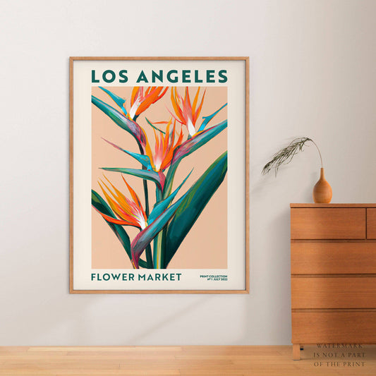 Flower Market Los Angeles, Famous City Poster, Gift Idea, Floral Wall Art
