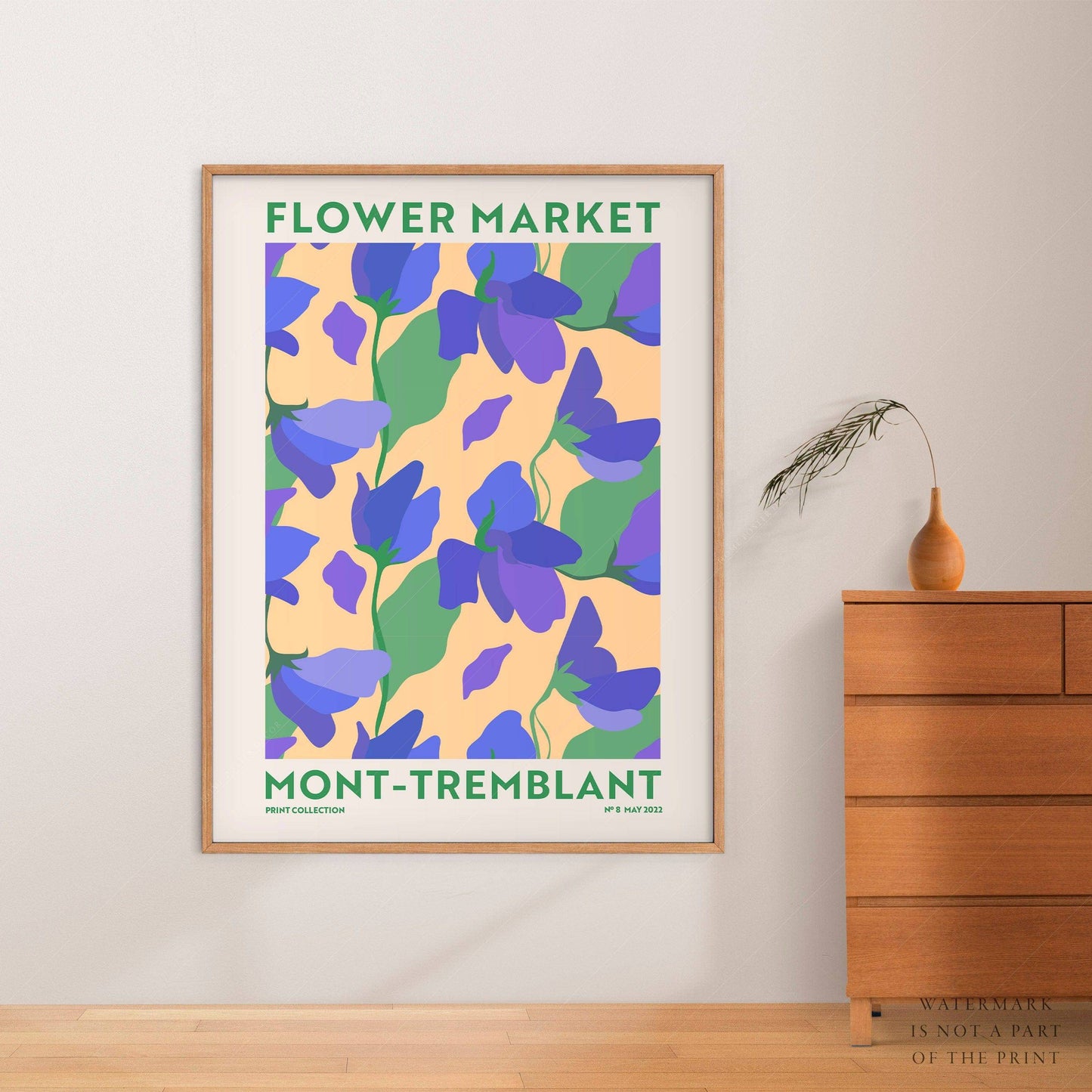 Flower Market Mont-Tremblant, Famous City Poster, Travel Gift Idea, Floral Wall Art