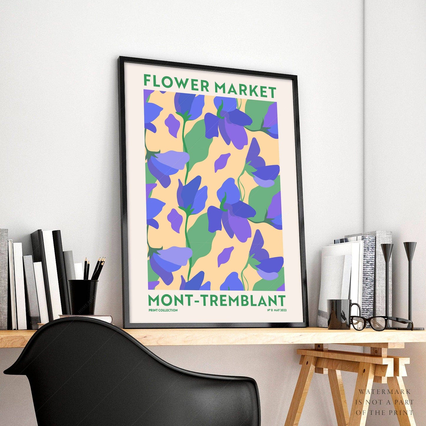 Flower Market Mont-Tremblant, Famous City Poster, Travel Gift Idea, Floral Wall Art