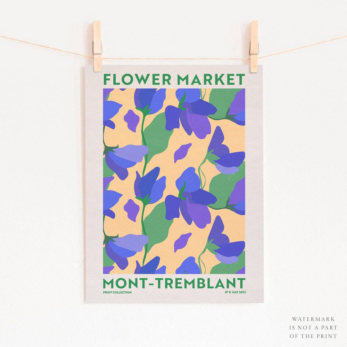 Flower Market Mont-Tremblant, Famous City Poster, Travel Gift Idea, Floral Wall Art