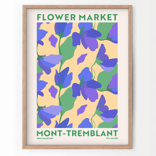 Flower Market Mont-Tremblant, Famous City Poster, Travel Gift Idea, Floral Wall Art