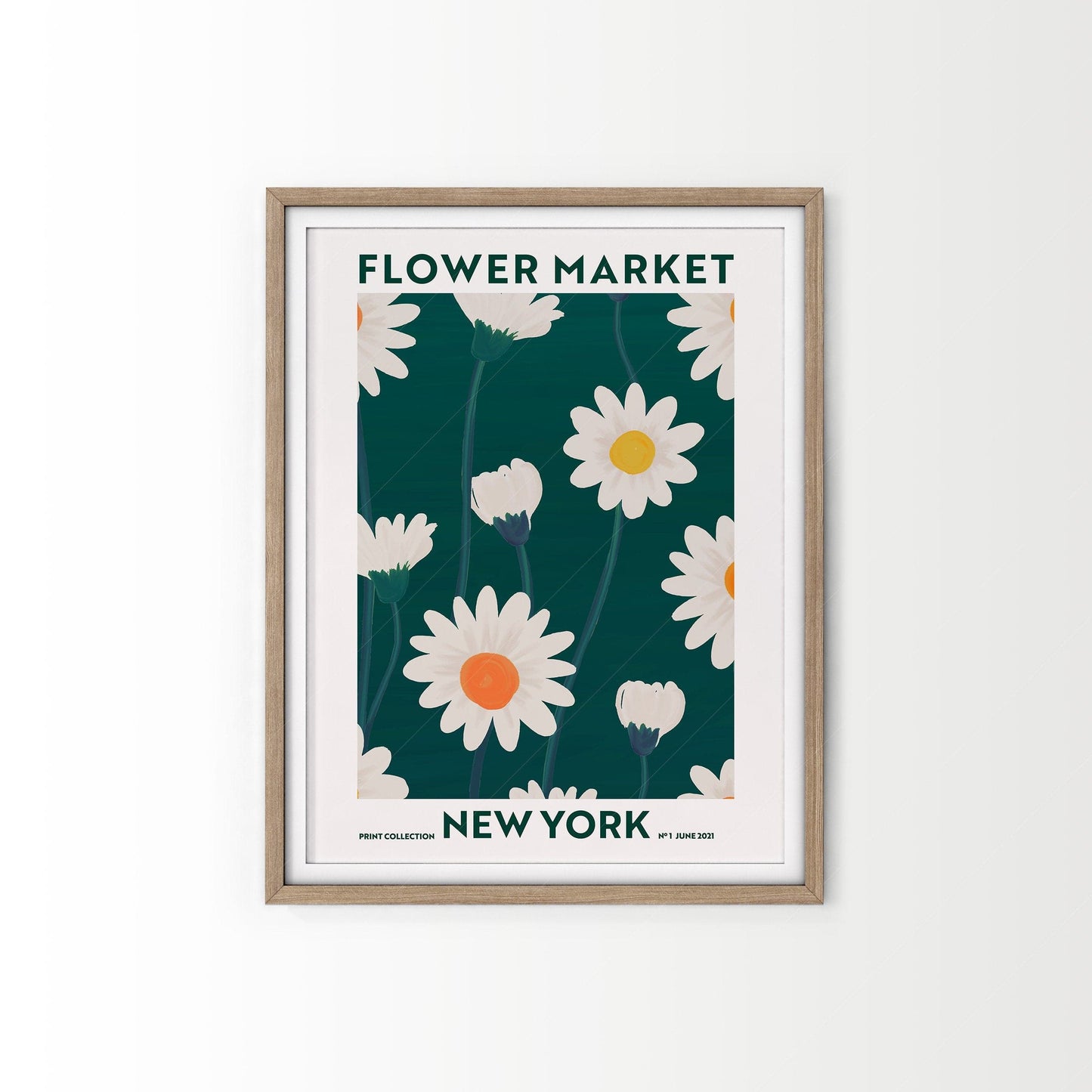 Flower Market New York, Famous City Poster, Travel Gift Idea, Floral Wall Art