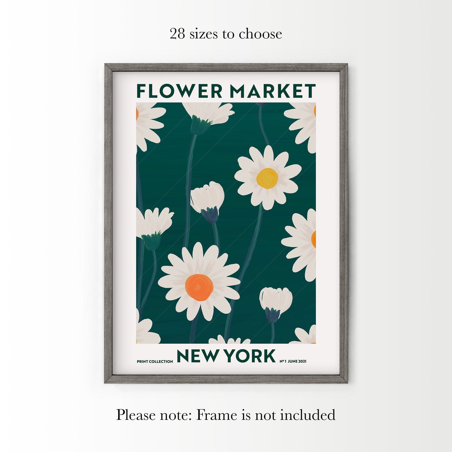 Flower Market New York, Famous City Poster, Travel Gift Idea, Floral Wall Art