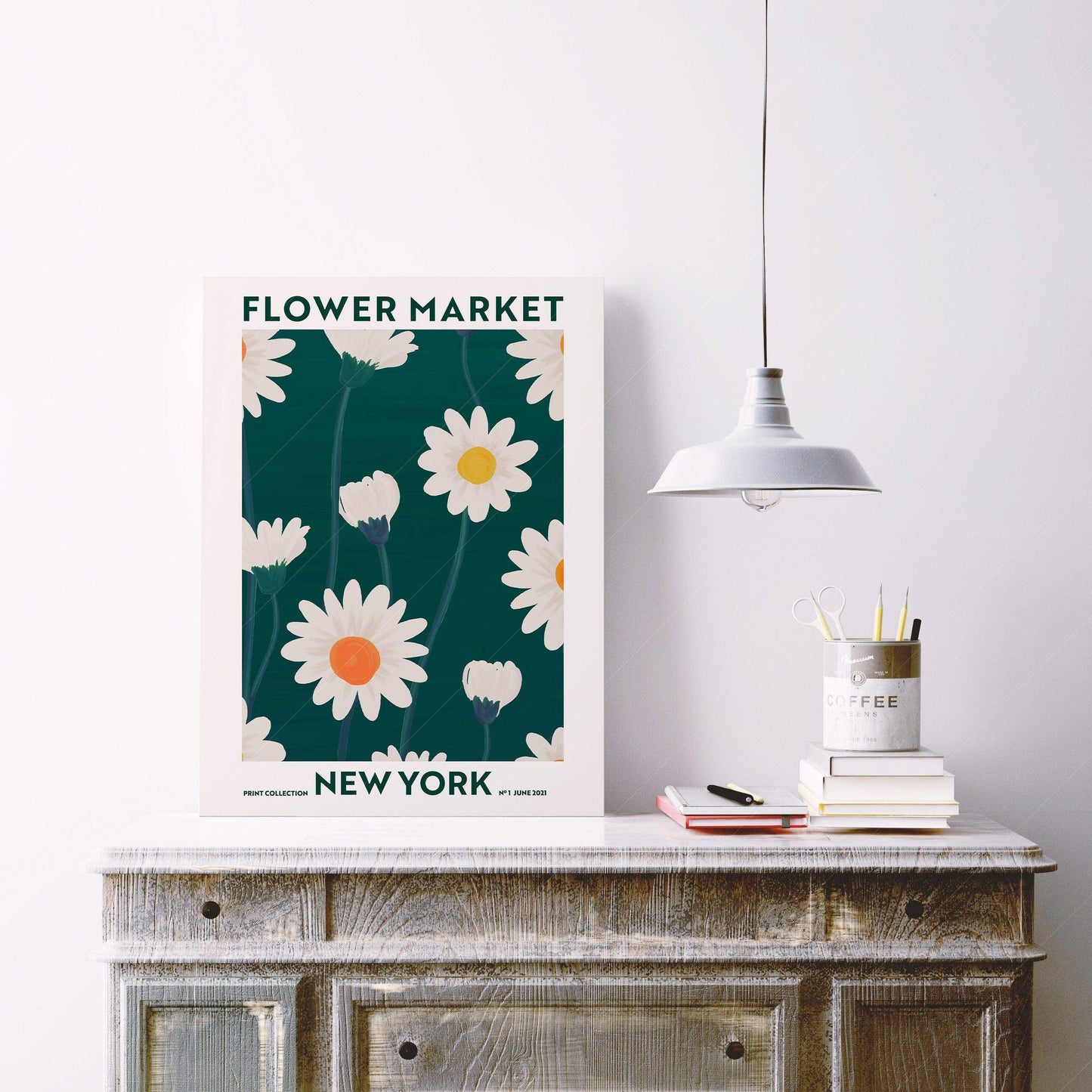 Flower Market New York, Famous City Poster, Travel Gift Idea, Floral Wall Art