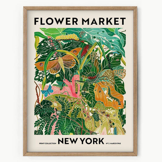 Flower Market New York, Famous City Poster, Travel Gift Idea, Floral Wall Art