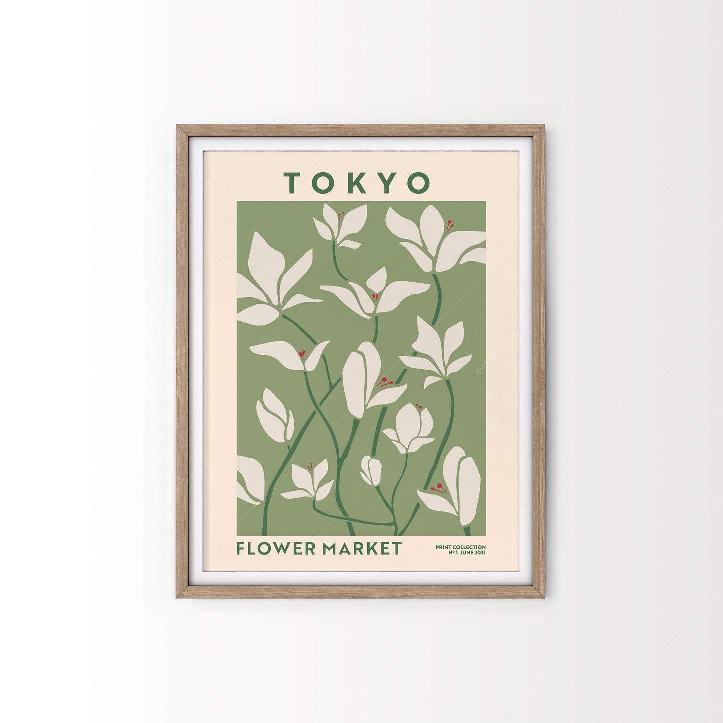 Flower Market Tokyo, Famous City Poster, Travel Gift Idea, Floral Wall Art