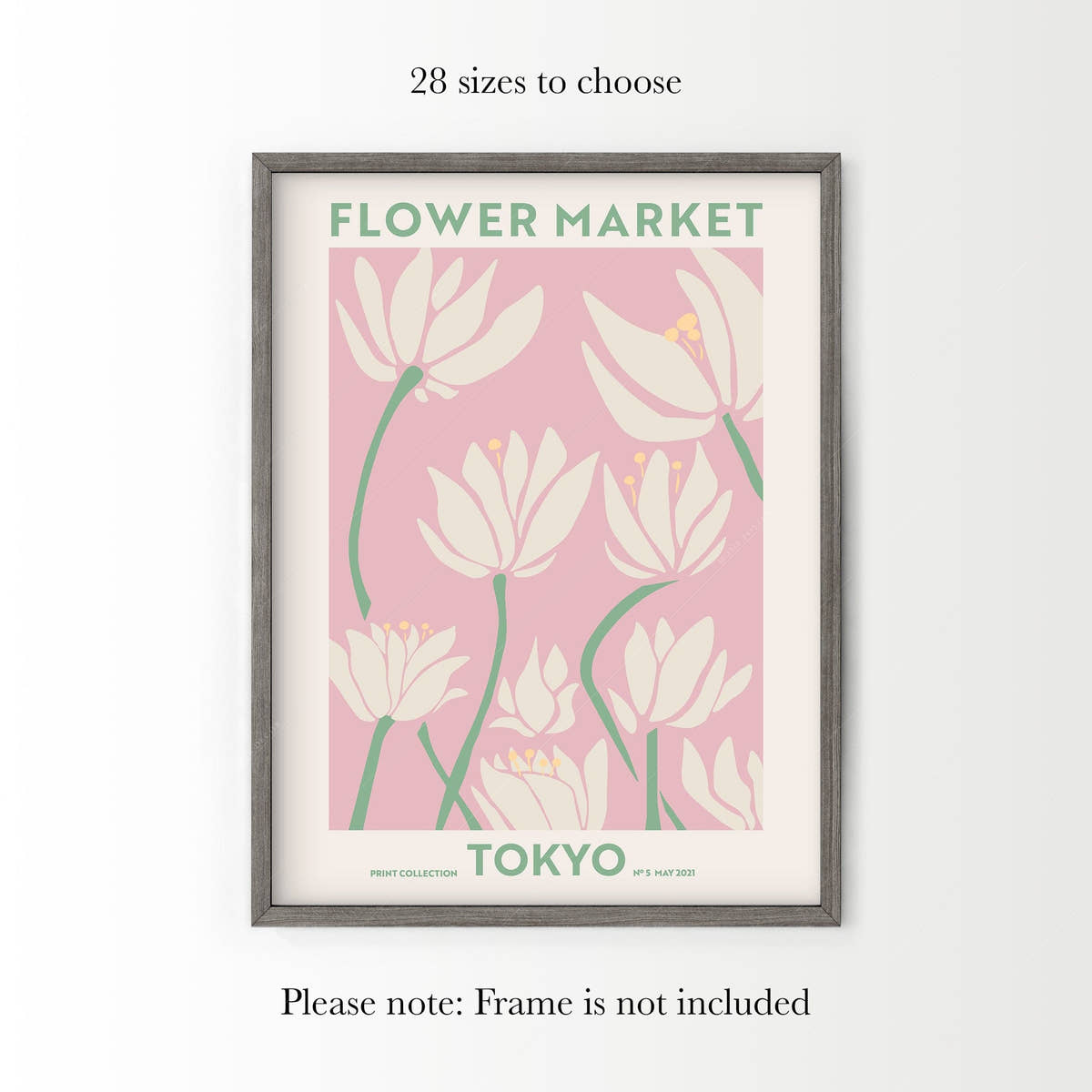 Flower Market Tokyo, Famous City Poster, Travel Gift Idea, Floral Wall Art