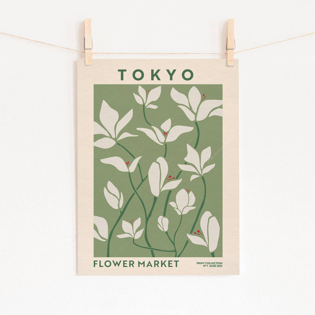 Flower Market Tokyo, Famous City Poster, Travel Gift Idea, Floral Wall Art