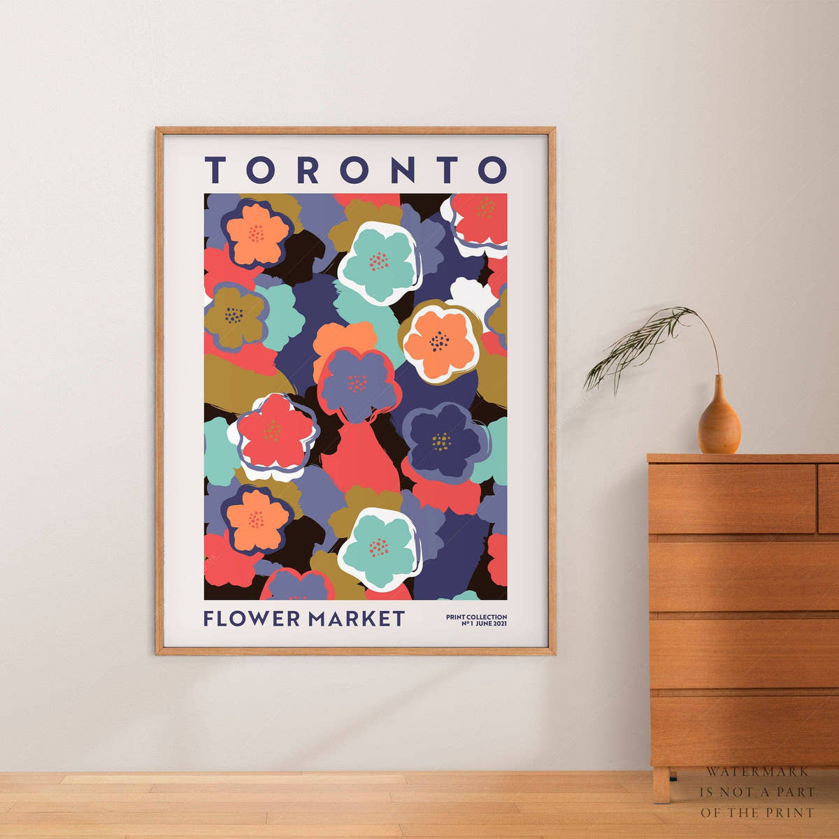 Flower Market Toronto, Famous City Poster, Travel Gift Idea, Floral Wall Art