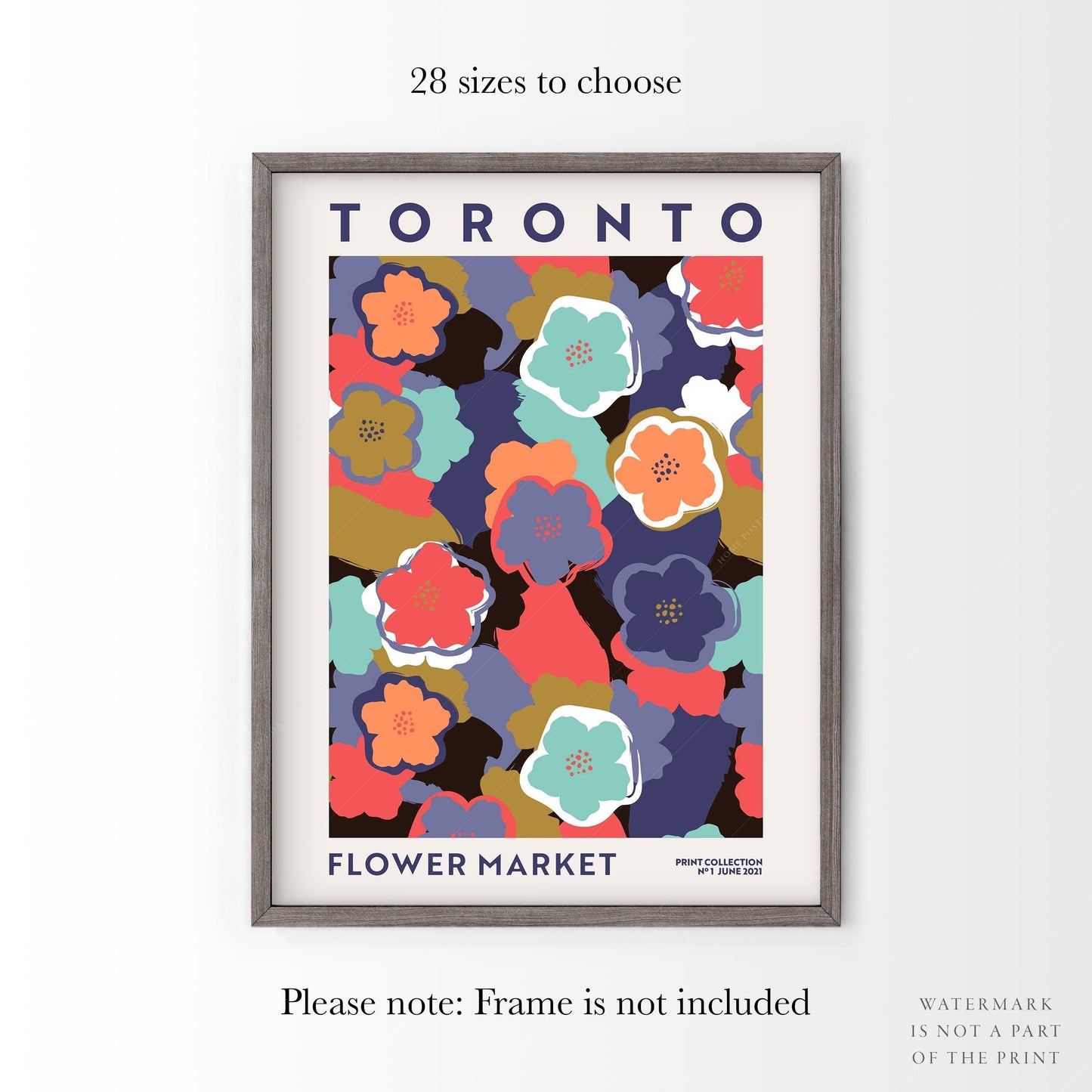 Flower Market Toronto, Famous City Poster, Travel Gift Idea, Floral Wall Art