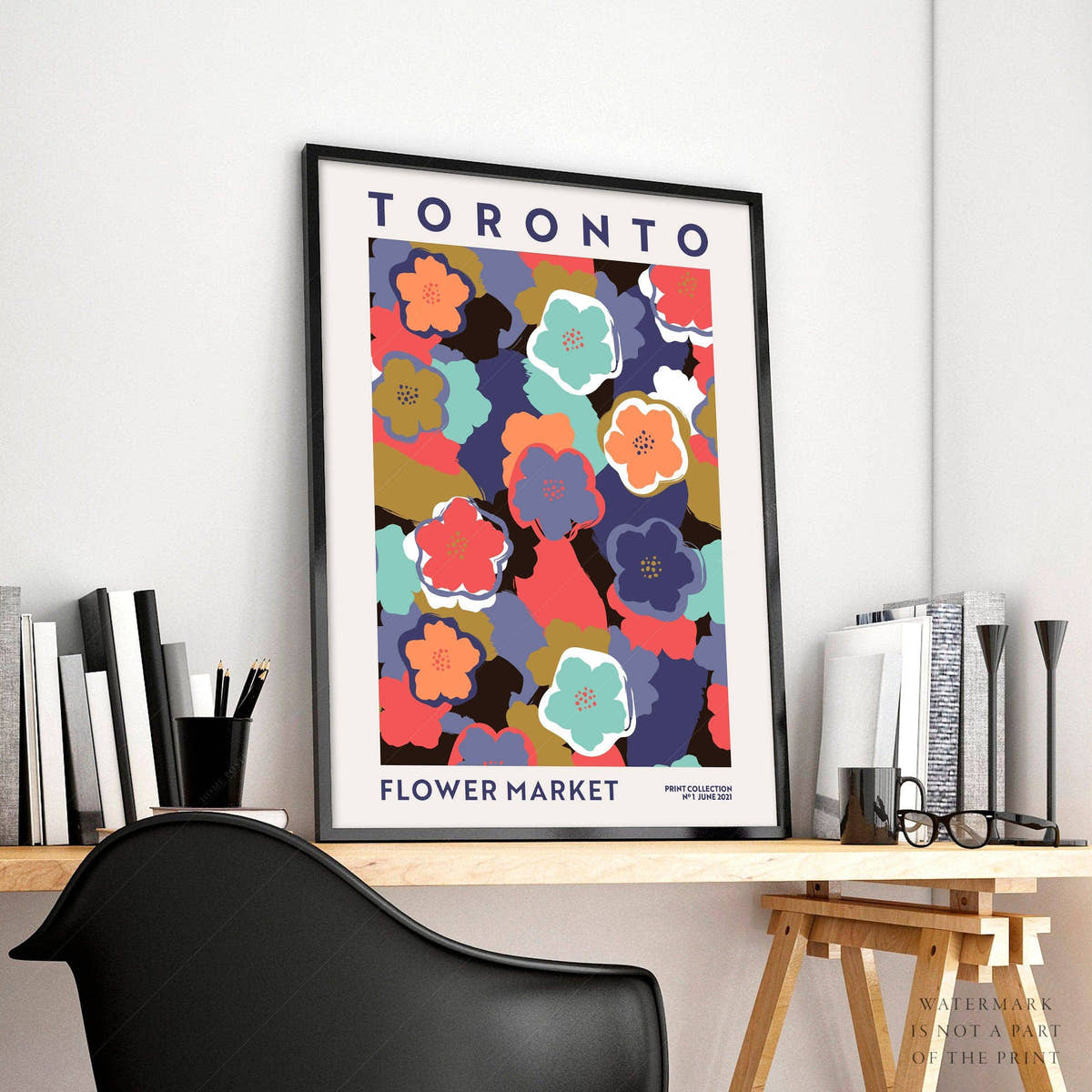 Flower Market Toronto, Famous City Poster, Travel Gift Idea, Floral Wall Art