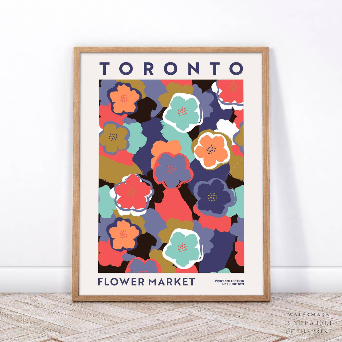 Flower Market Toronto, Famous City Poster, Travel Gift Idea, Floral Wall Art