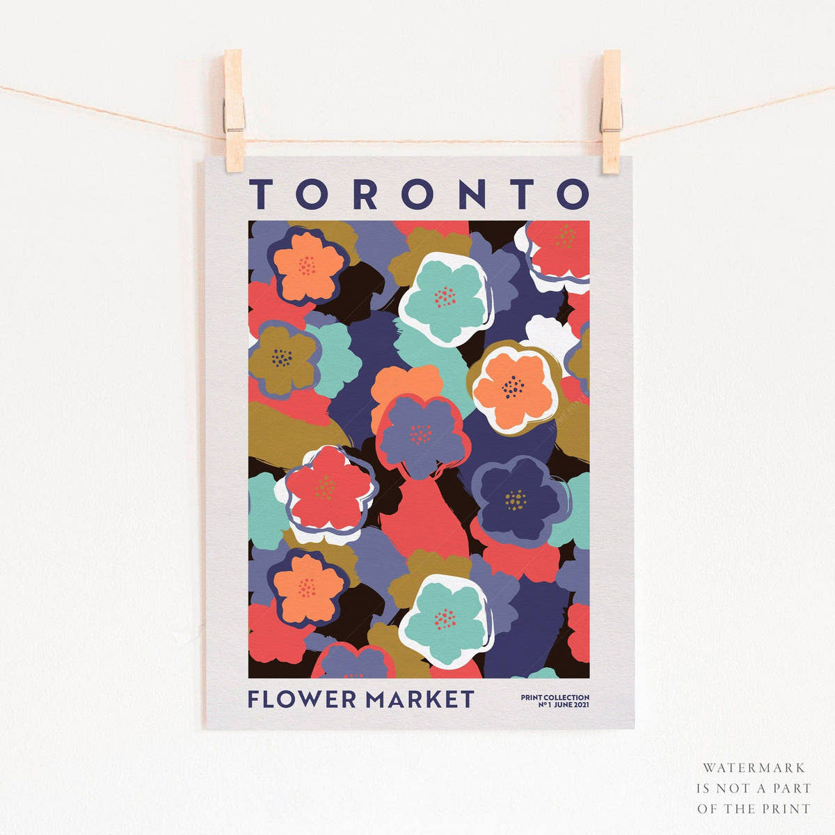 Flower Market Toronto, Famous City Poster, Travel Gift Idea, Floral Wall Art