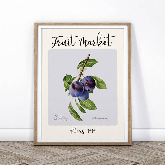 Fruit Market Print, Farmhouse Decor, Antique Plums Painting