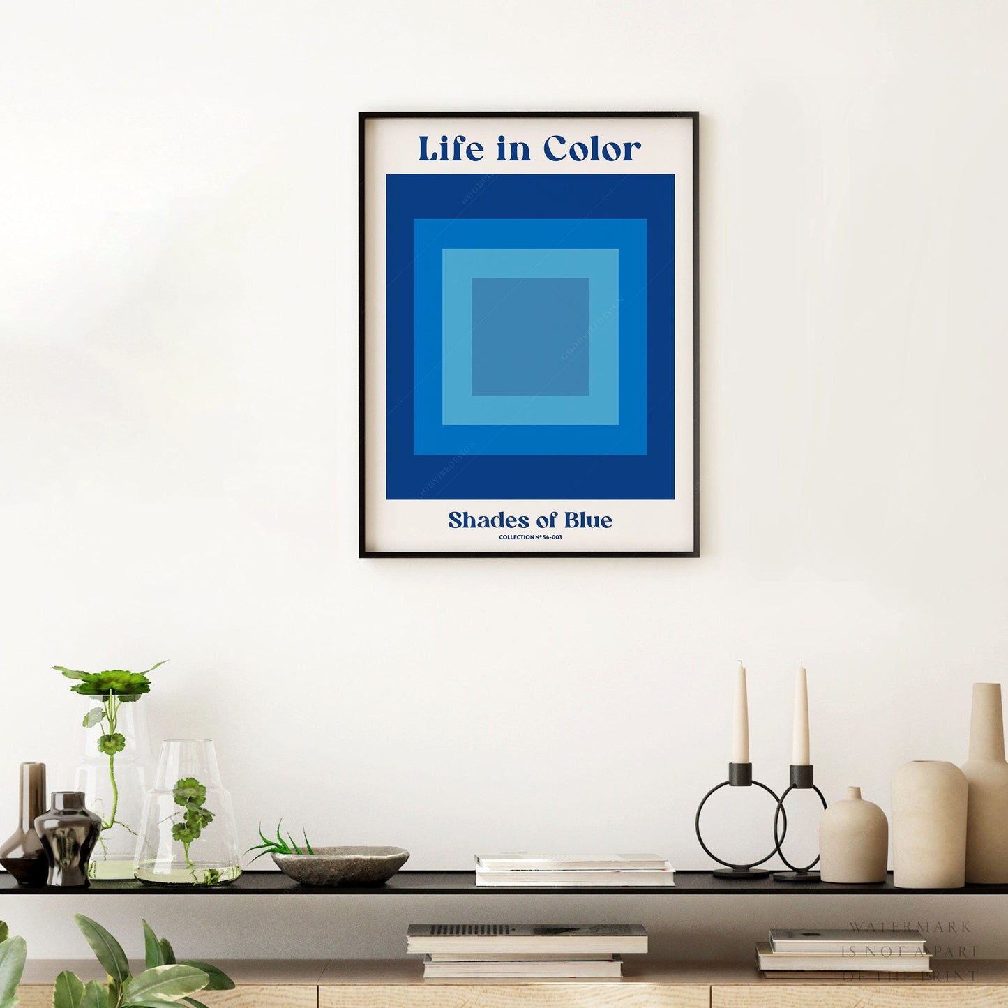 Geometric Wall Art, Shades of Blue , Modern poster