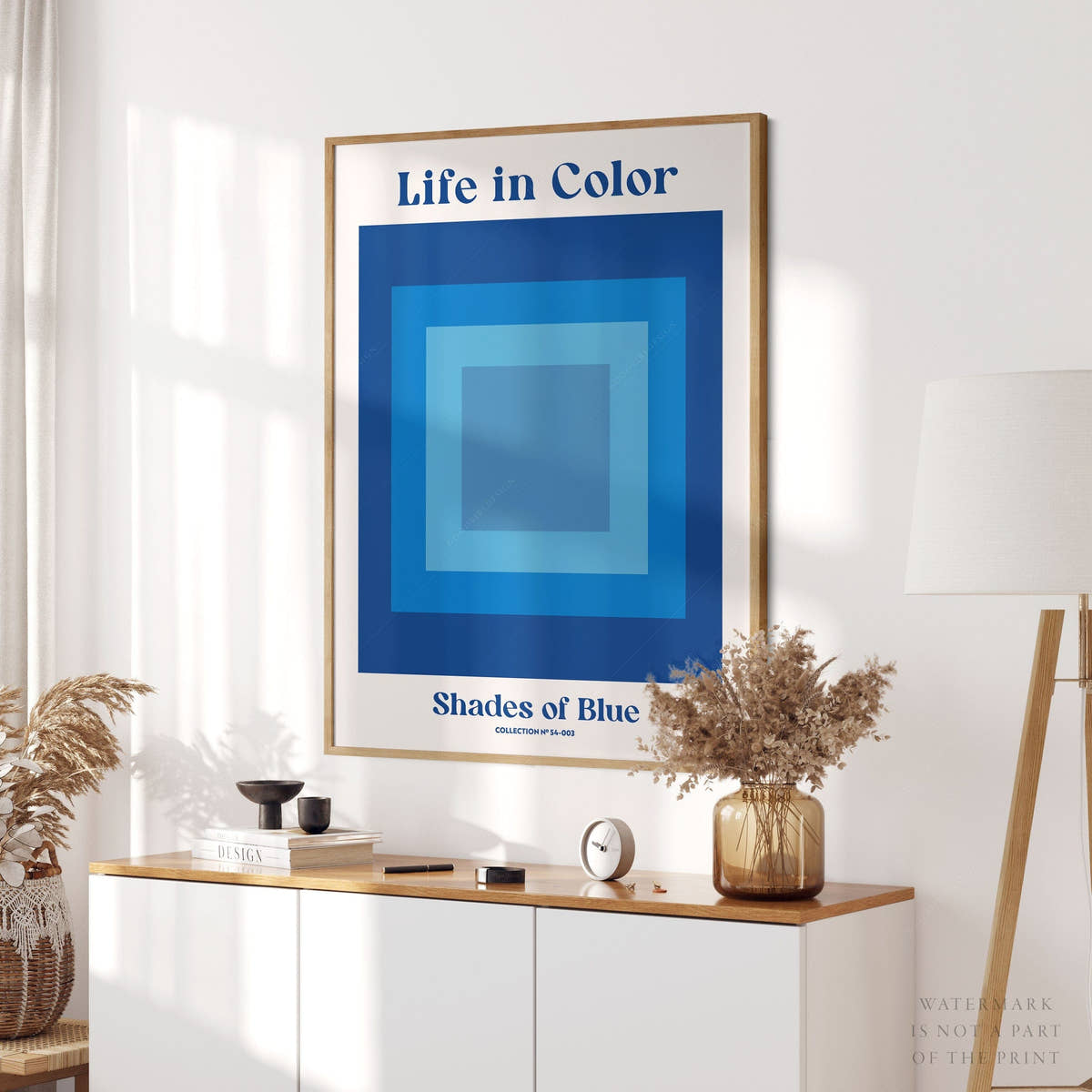 Geometric Wall Art, Shades of Blue , Modern poster