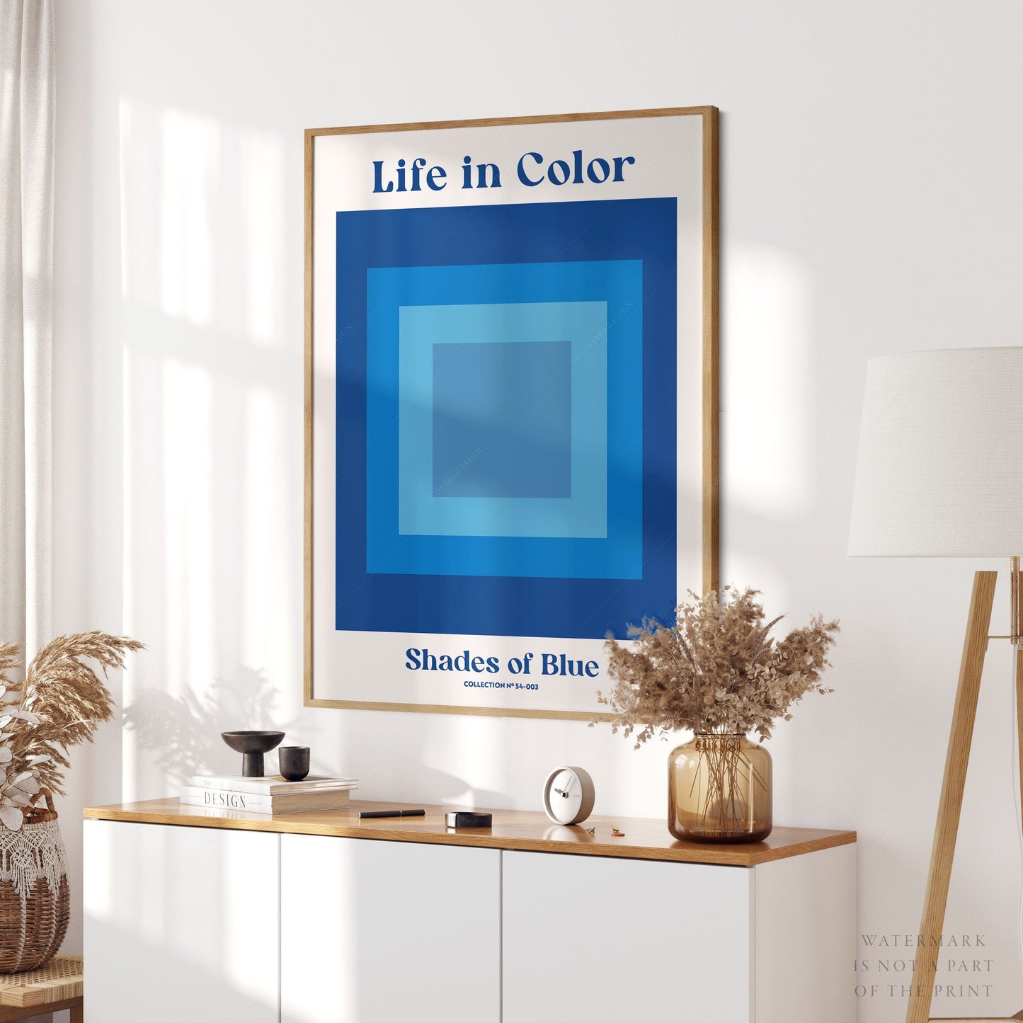 Geometric Wall Art, Shades of Blue , Modern poster