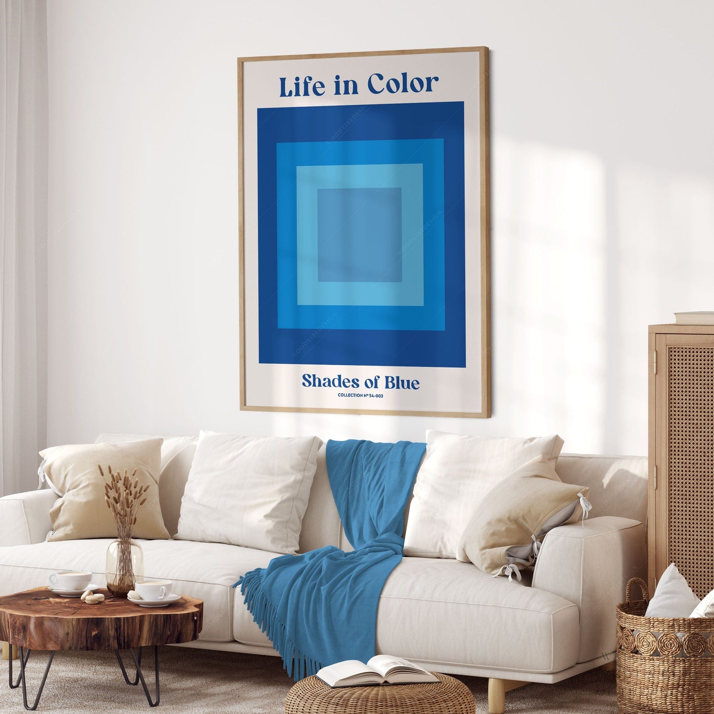 Geometric Wall Art, Shades of Blue , Modern poster