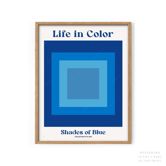 Geometric Wall Art, Shades of Blue , Modern poster