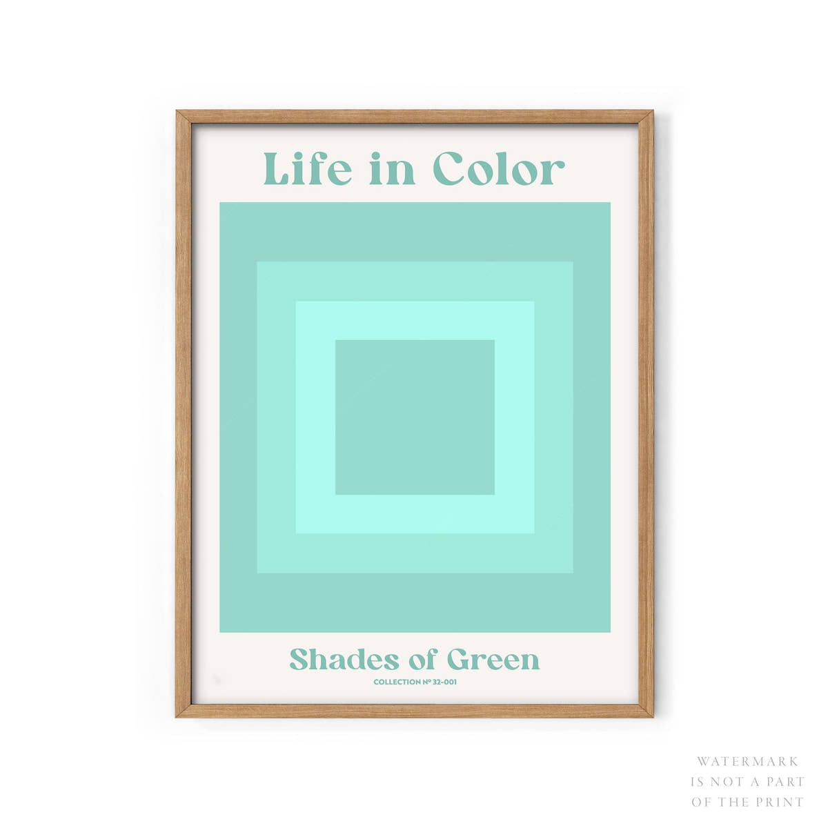 Geometric wall art, Shades of green, Modern poster