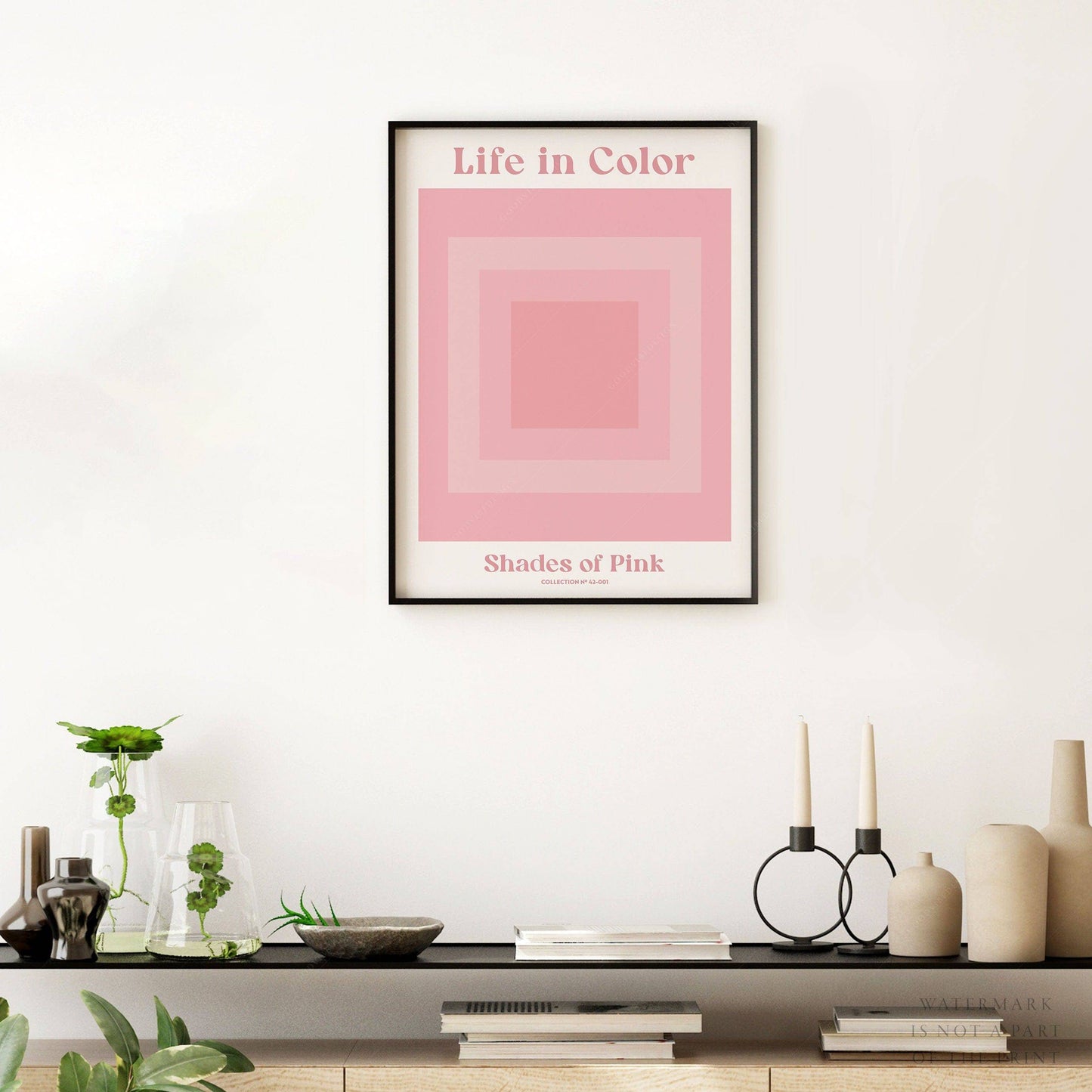 Geometric wall art, Shades of pink, Modern poster