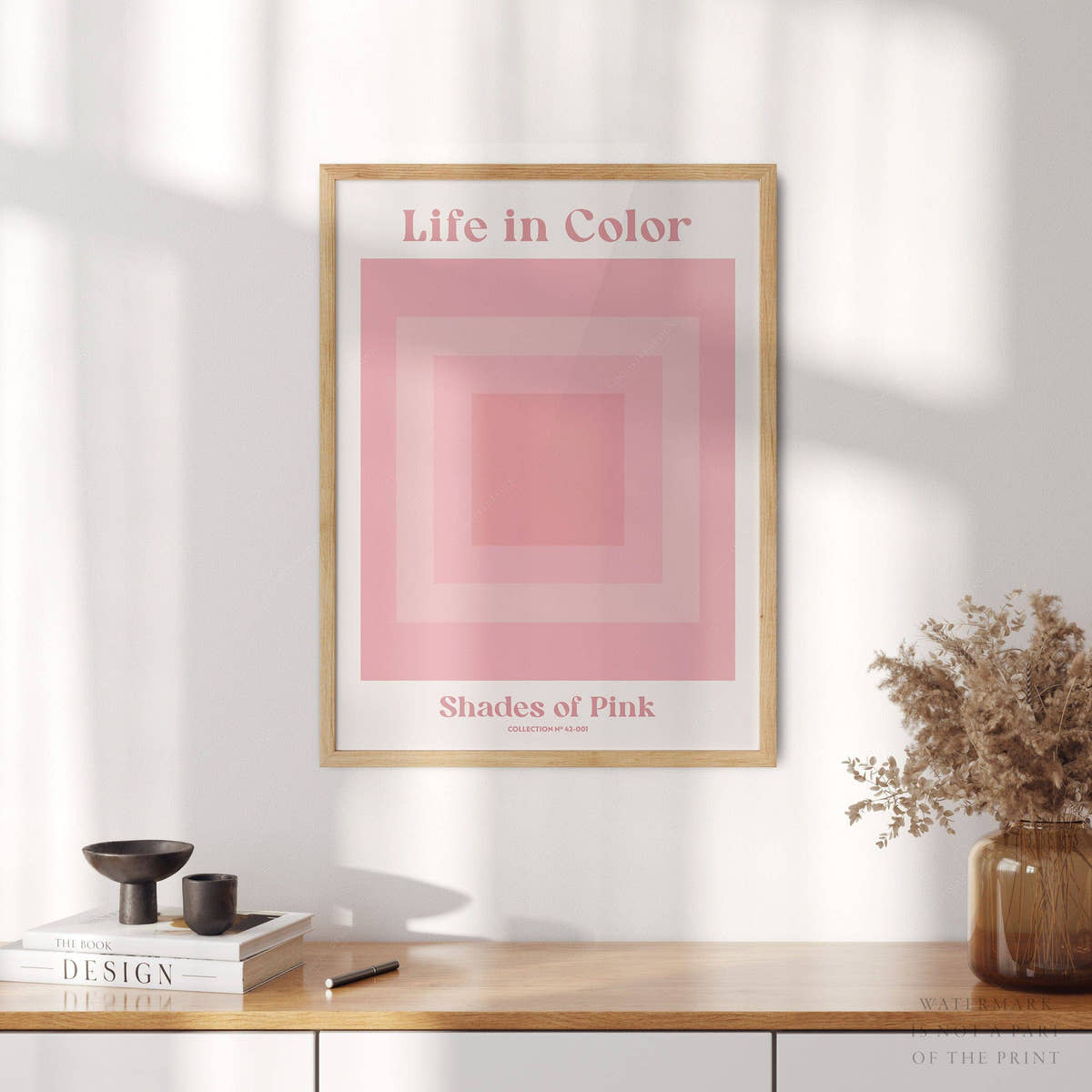 Geometric wall art, Shades of pink, Modern poster