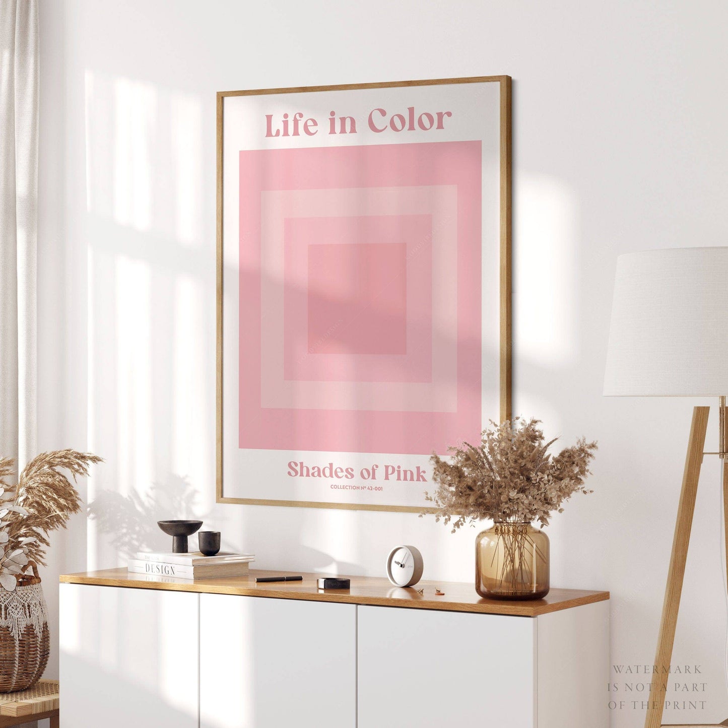 Geometric wall art, Shades of pink, Modern poster