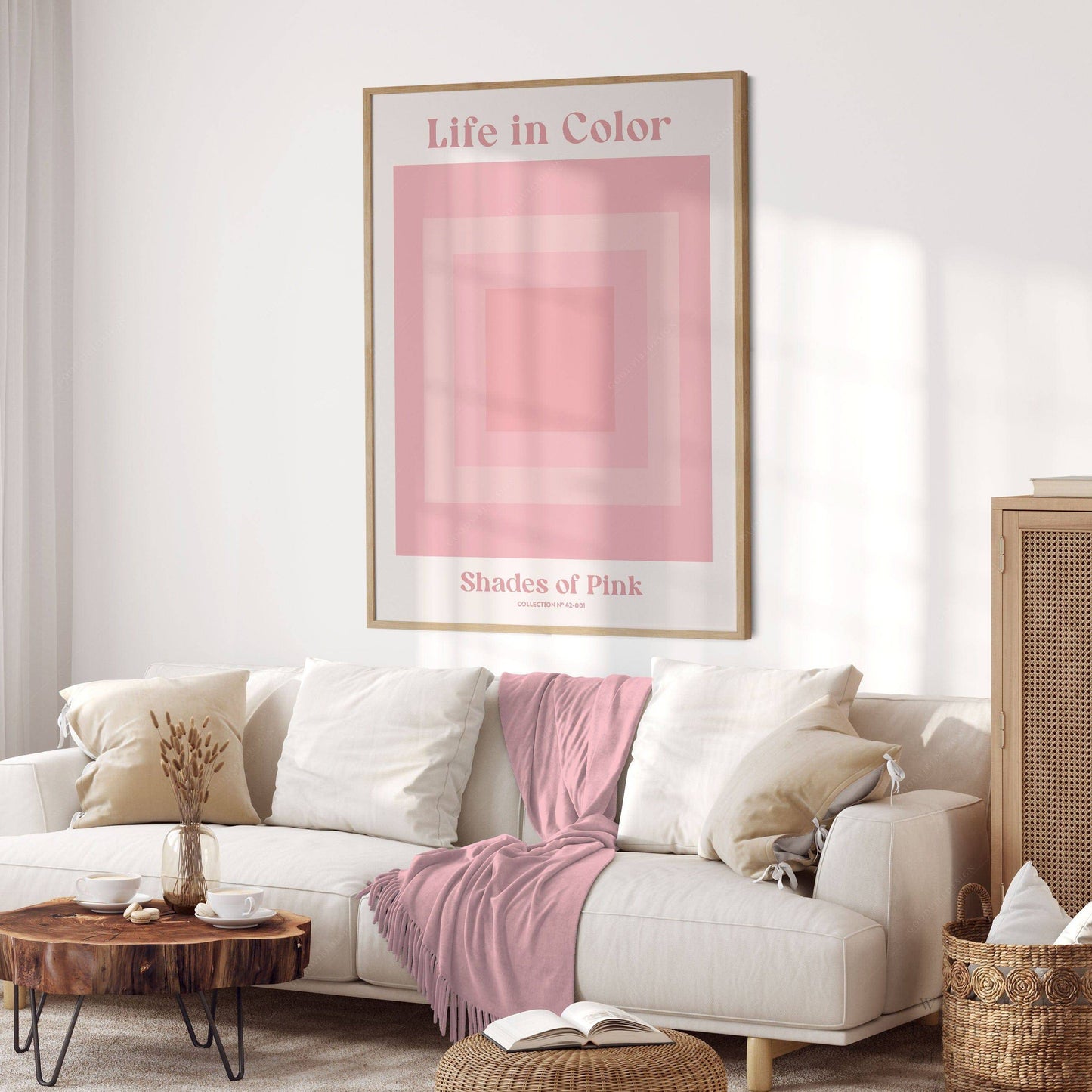 Geometric wall art, Shades of pink, Modern poster