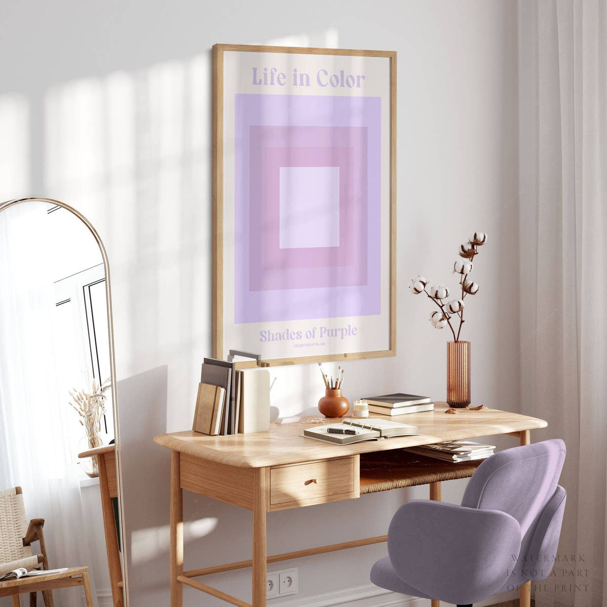 Geometric wall art, Shades of purple, Modern poster
