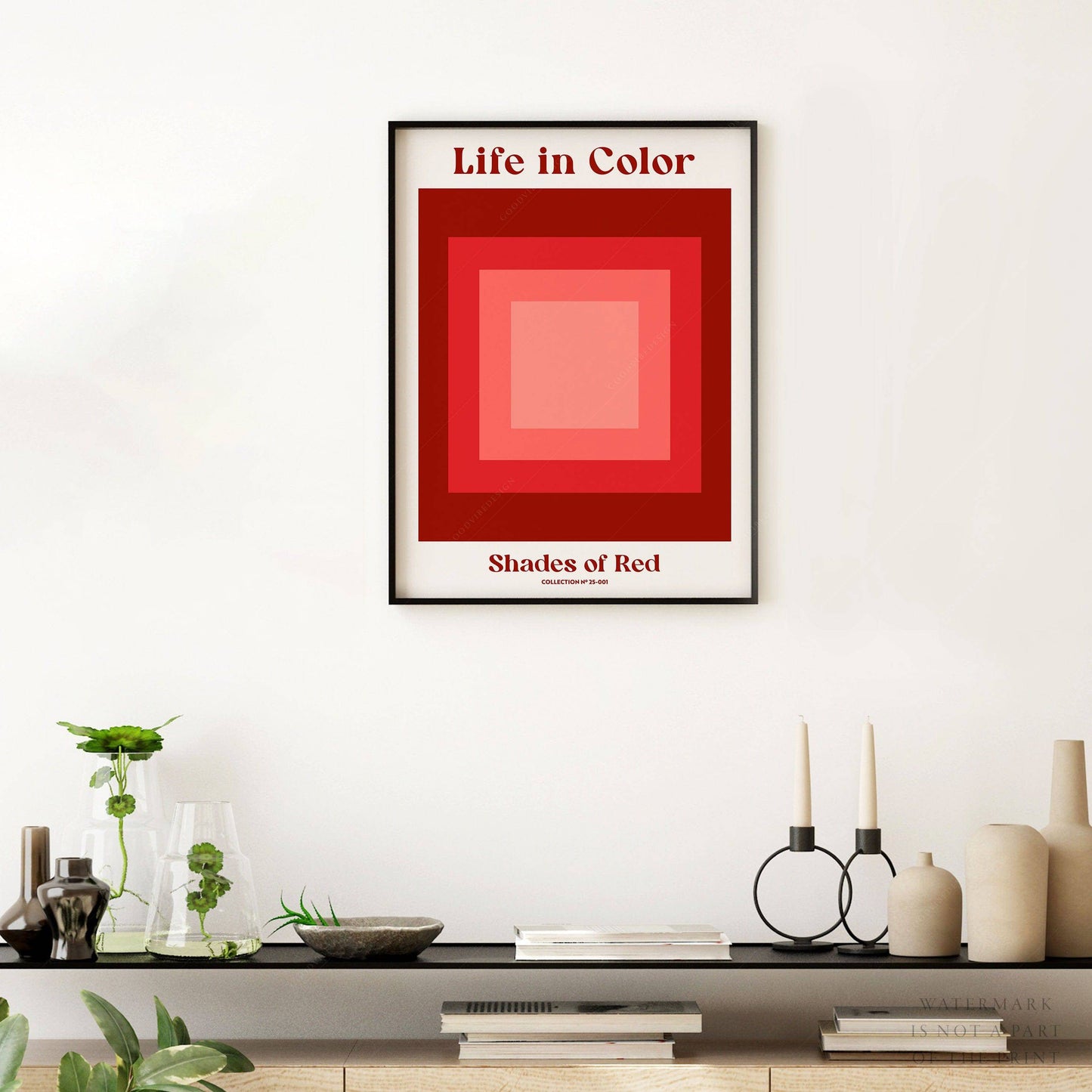 Geometric wall art, Shades of red, Modern poster