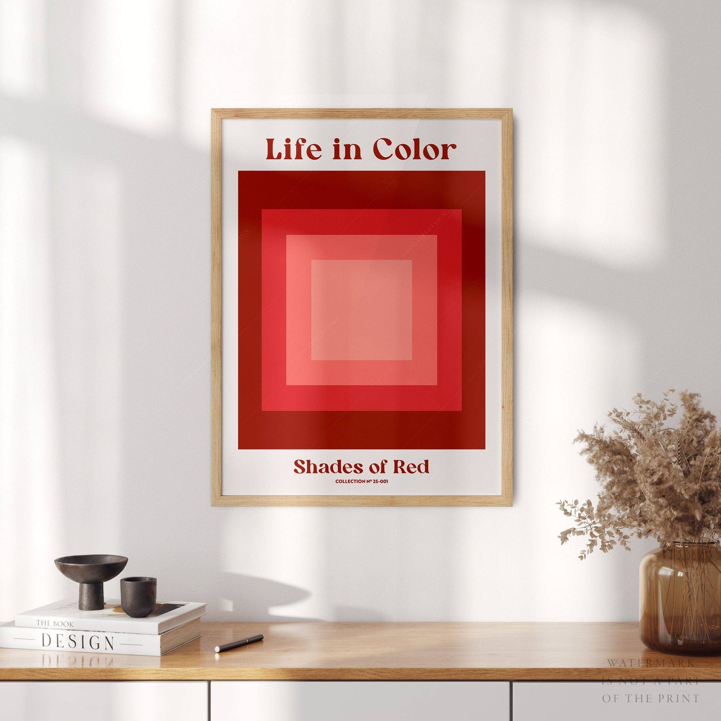 Geometric wall art, Shades of red, Modern poster
