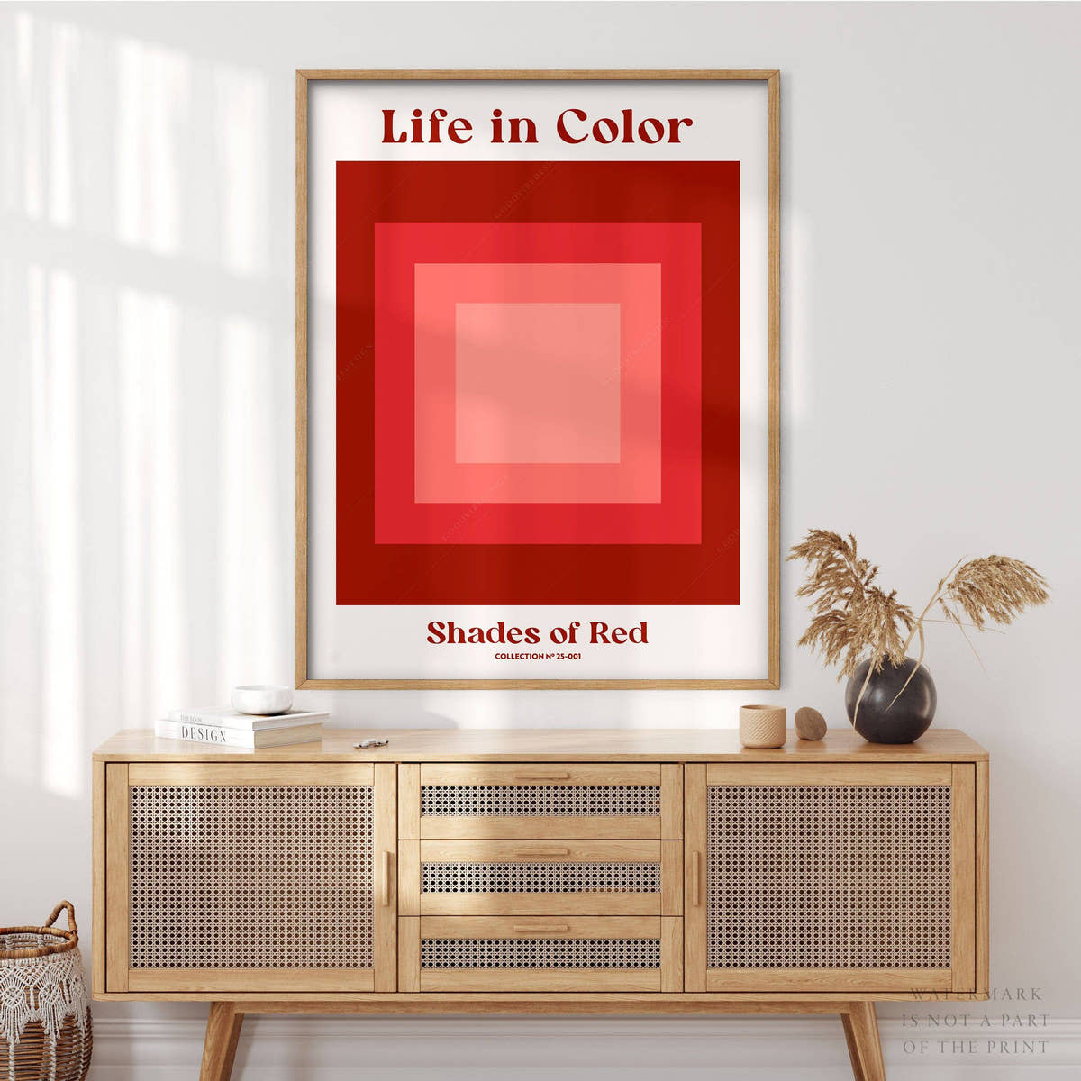 Geometric wall art, Shades of red, Modern poster