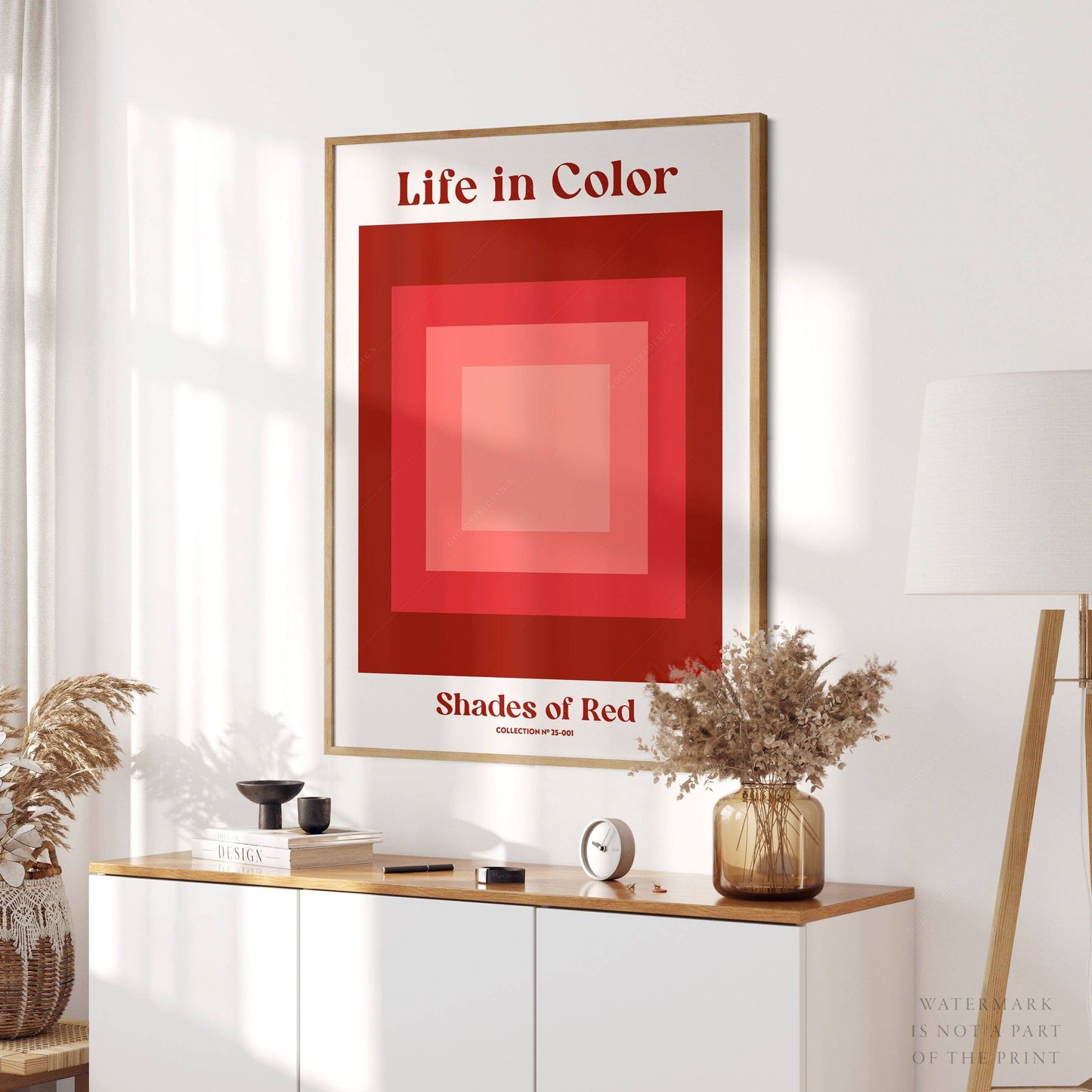 Geometric wall art, Shades of red, Modern poster