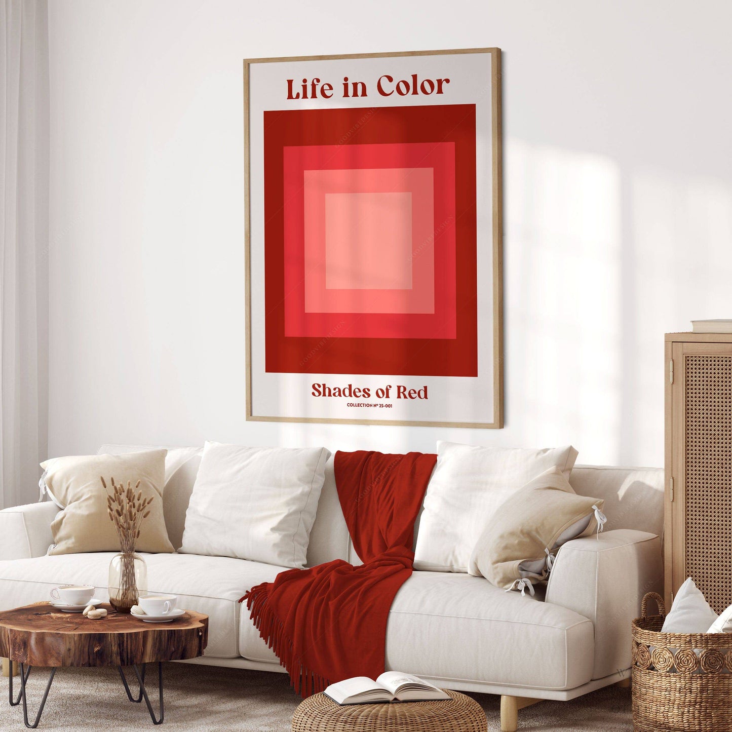 Geometric wall art, Shades of red, Modern poster