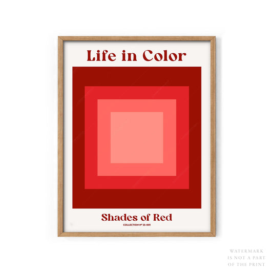 Geometric wall art, Shades of red, Modern poster