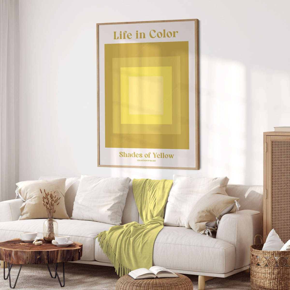 Geometric wall art, Shades of yellow, Modern poster