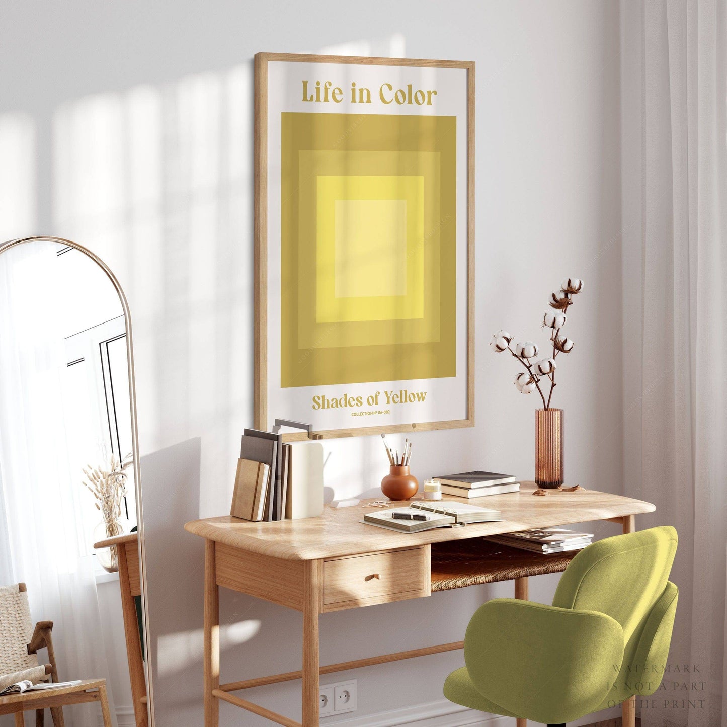 Geometric wall art, Shades of yellow, Modern poster