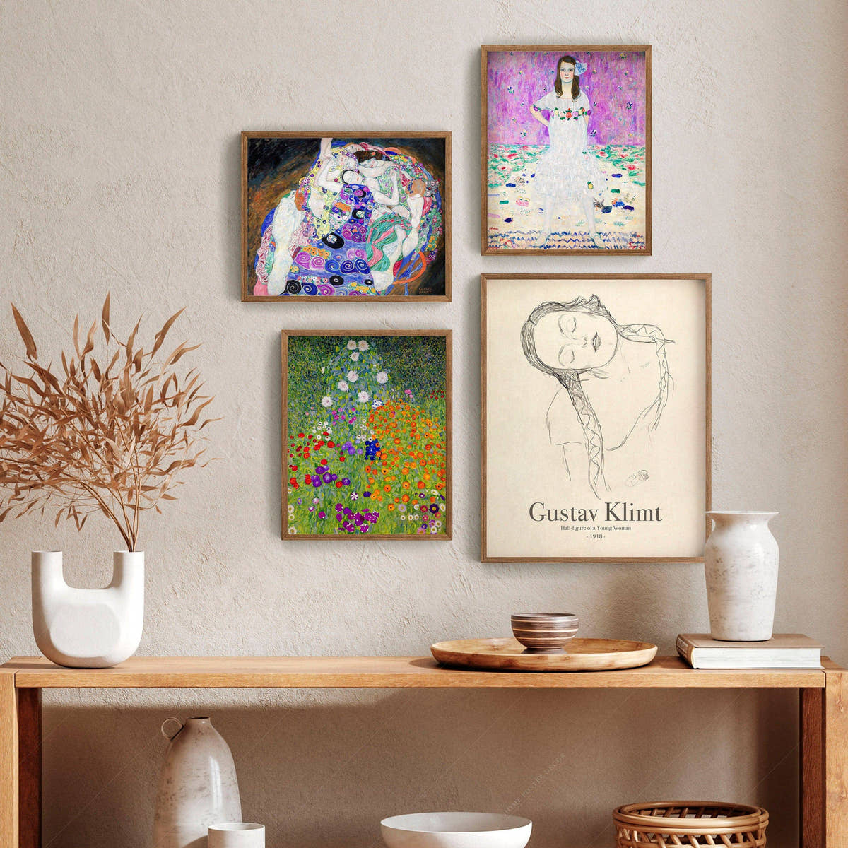 Gustav Klimt, Gallery Wall, Set of 4 Prints, Mäda Primavesi, Bauerngarten, Death Life, Flower Garden