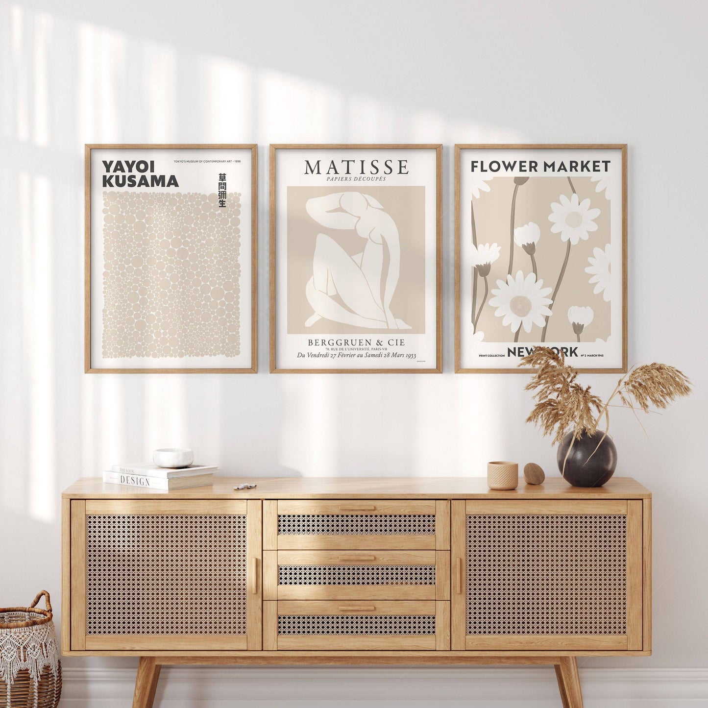 Henri Henri Matisse, Yayoi Kusamam Flower Market, Set of 3 Prints, Neutral Wall Decor